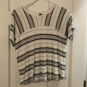 Old Navy XS short sleeve white blouse with black stripes
